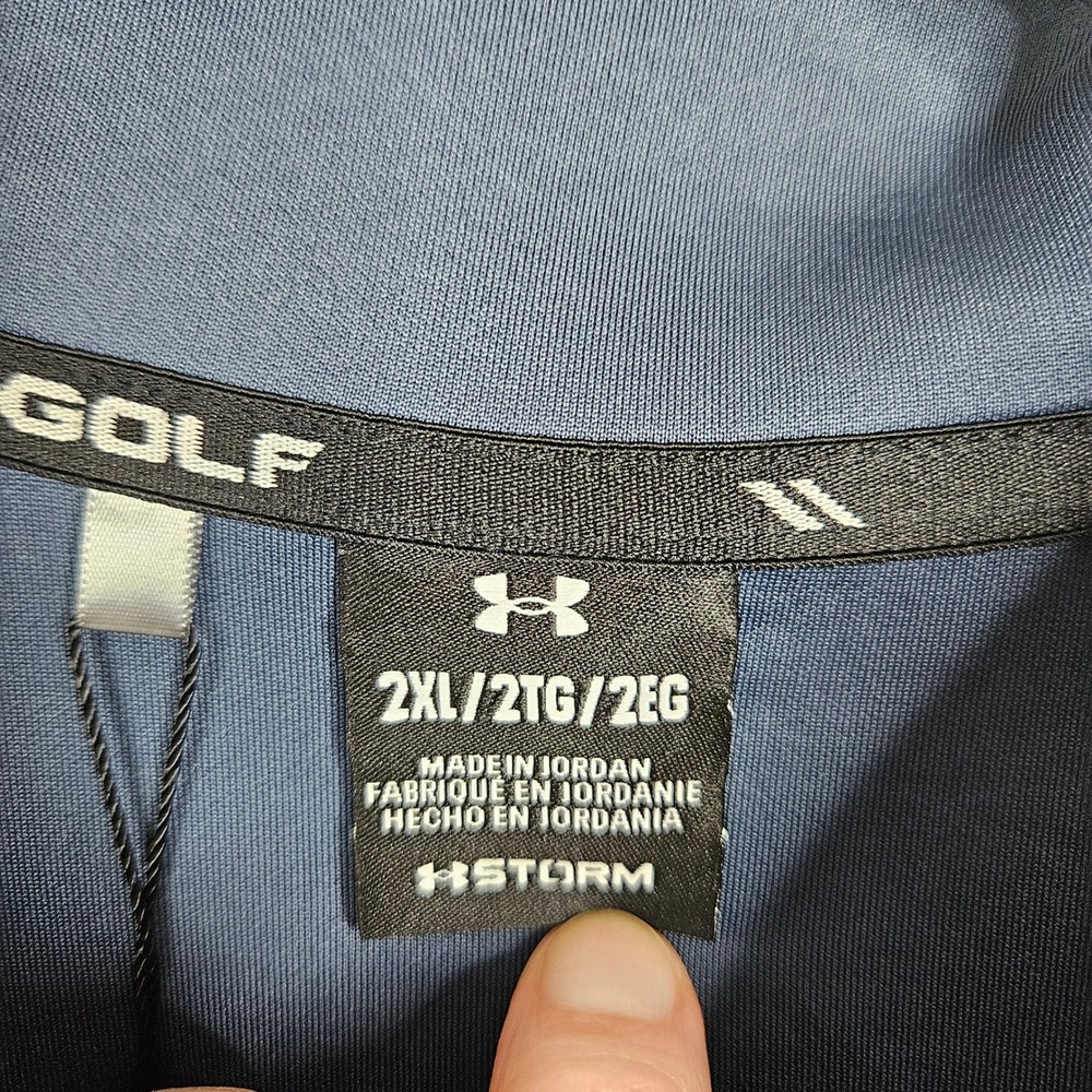 Under Armour Drive Pro Hybrid HZ Mens 2XL Navy Blue Golf Pullover 6005666 NEW - Picture 2 of 7